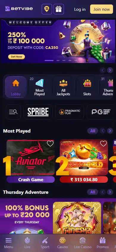 BETVIBE Casino screenshot 5
