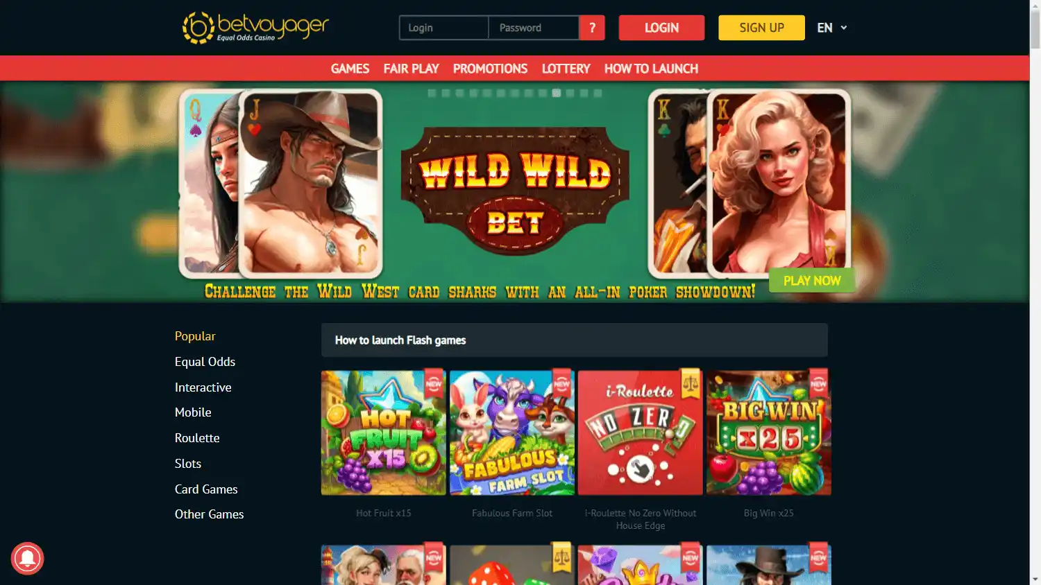 Betvoyager Casino screenshot 1
