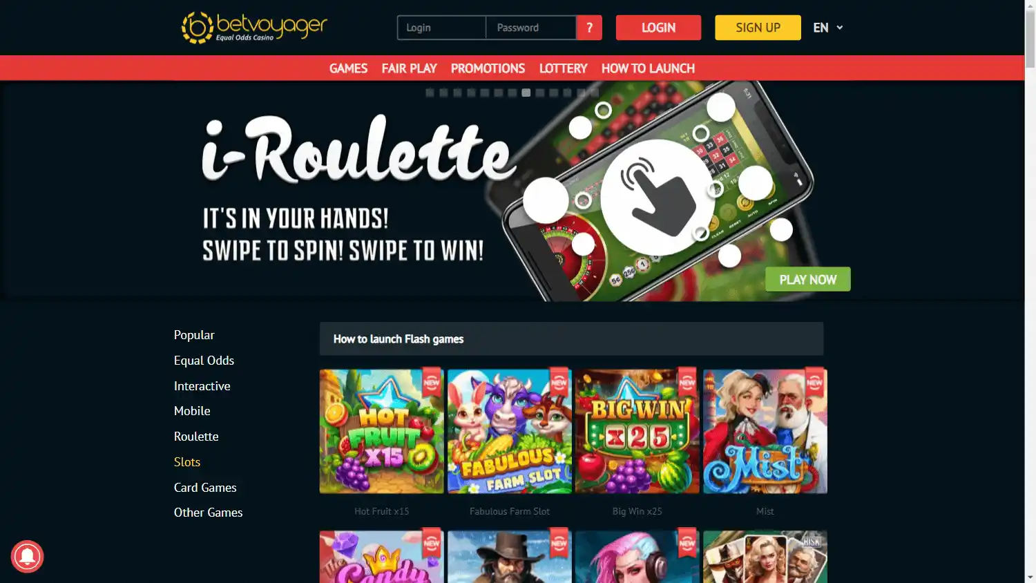 Betvoyager Casino screenshot 2