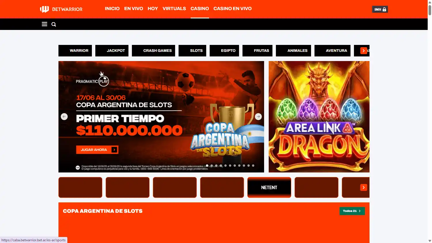 BetWarrior Casino screenshot 2