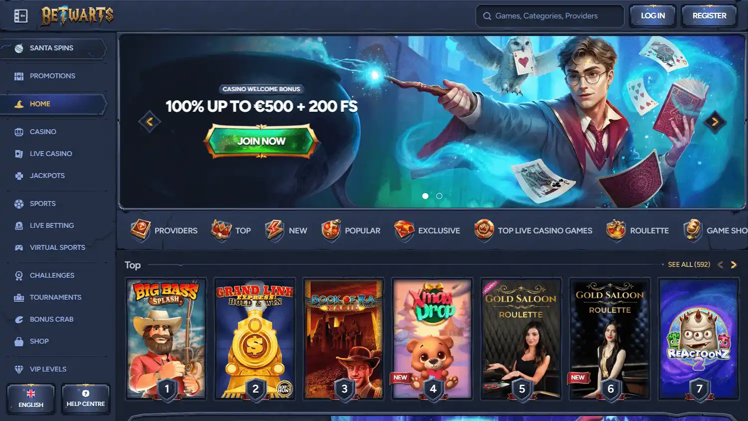 Betwarts Casino screenshot 1