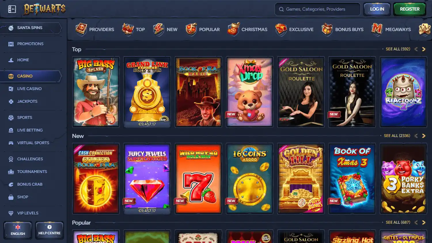 Betwarts Casino screenshot 2