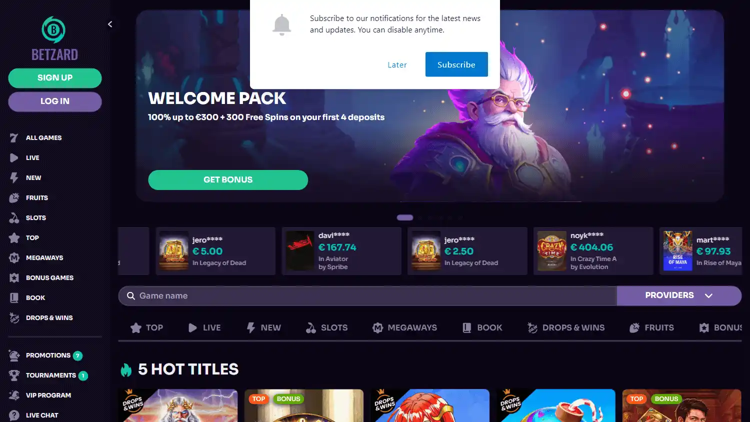 Betzard Casino screenshot 1