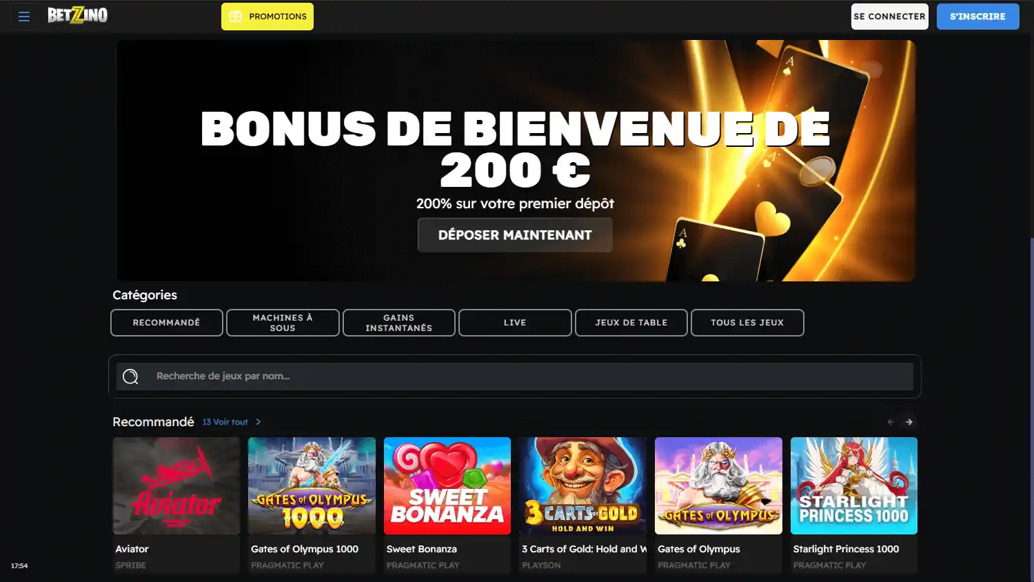 Betzino Casino screenshot 1