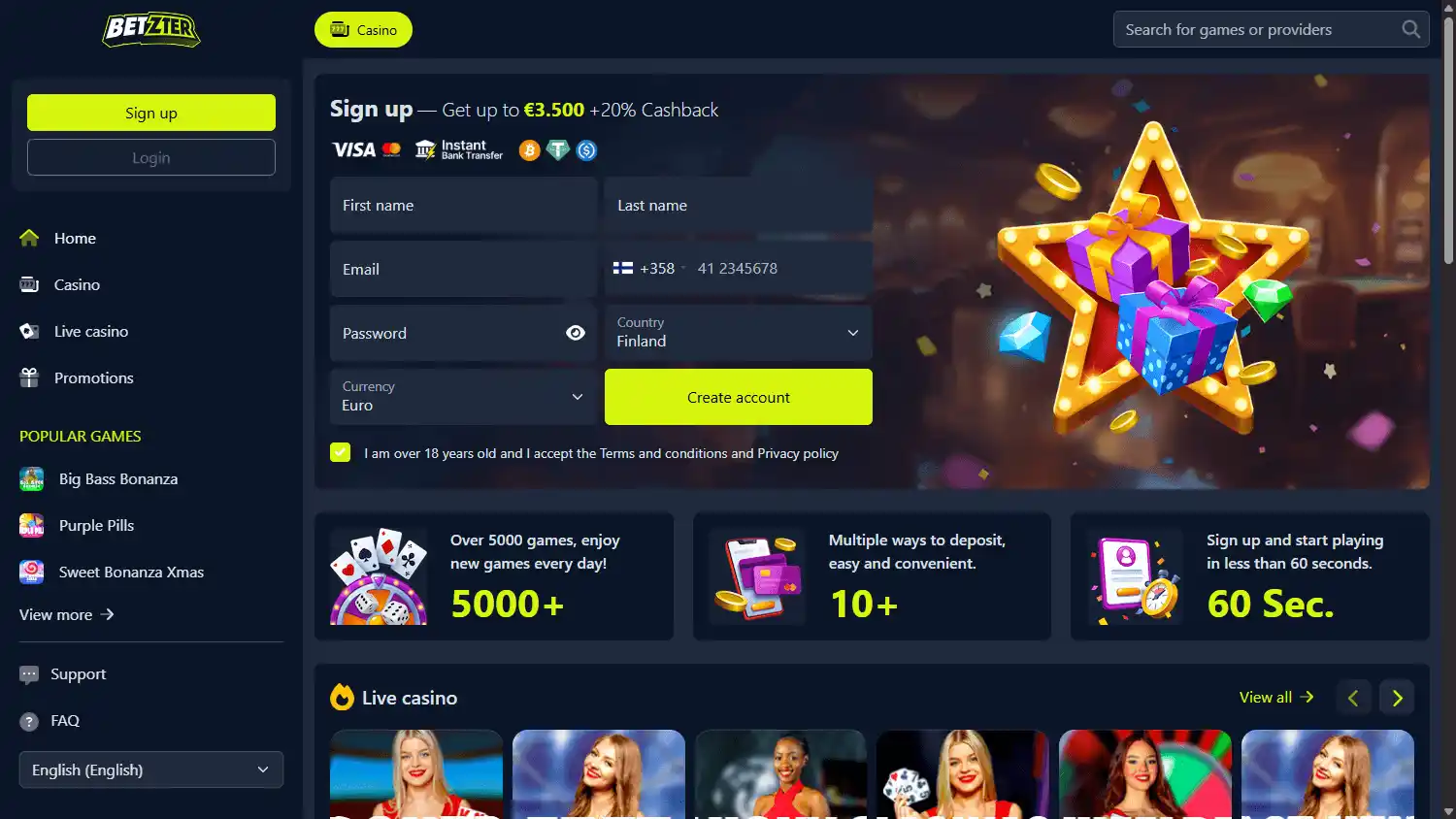 Betzter Casino screenshot 1