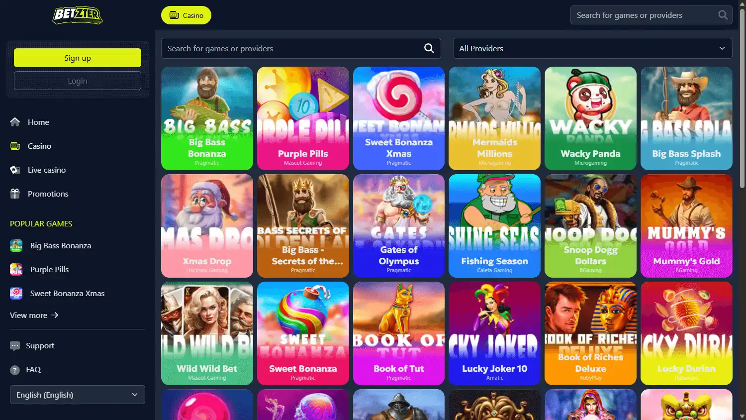 Betzter Casino screenshot 2
