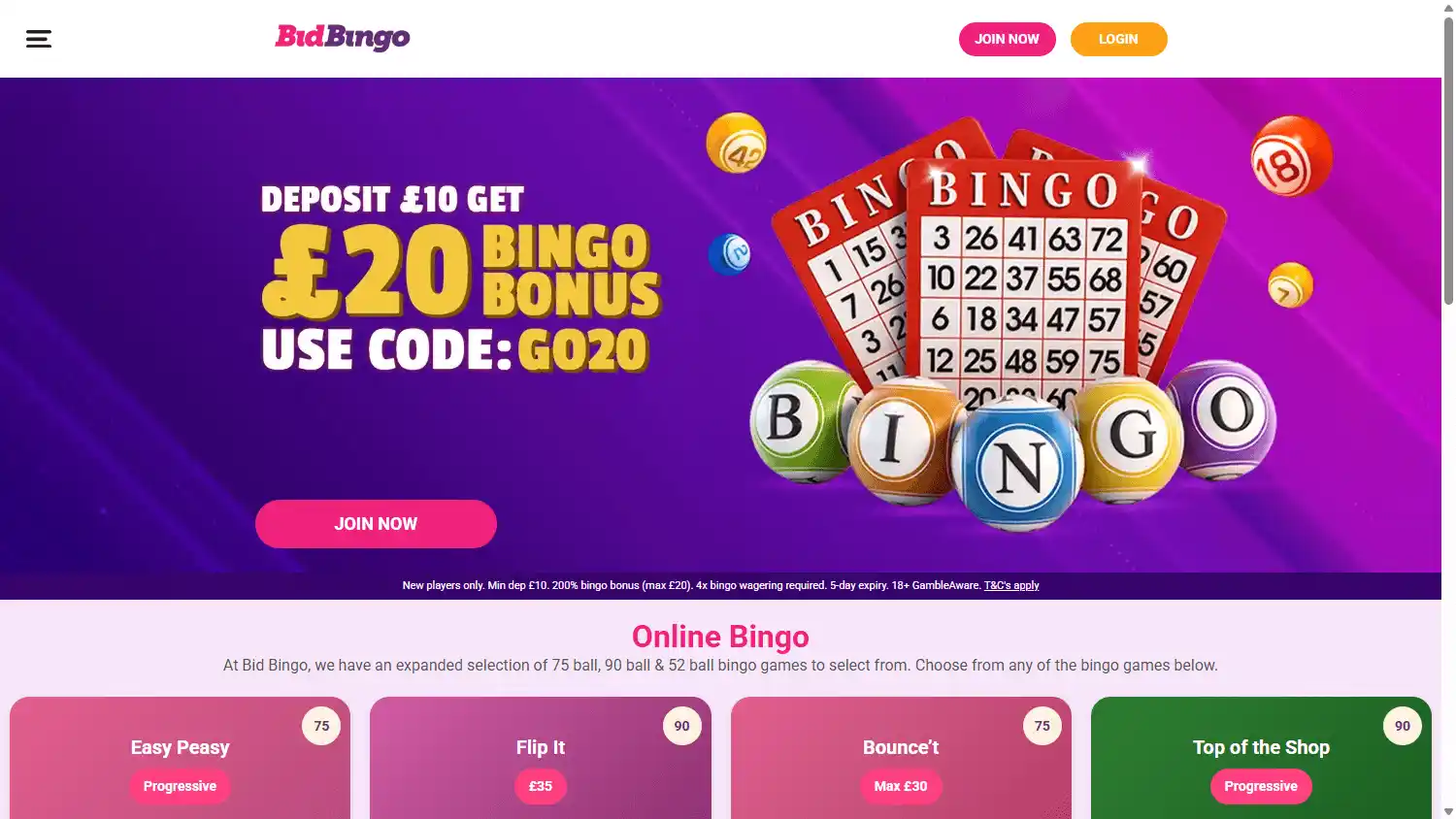 Bid Bingo Casino screenshot 1