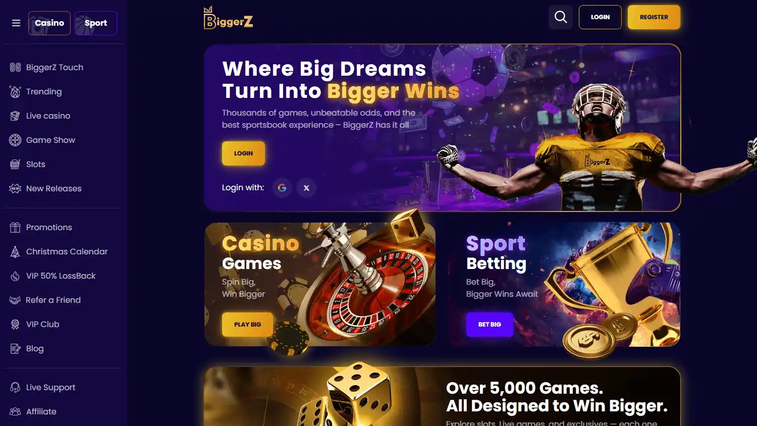 BiggerZ Casino screenshot 1