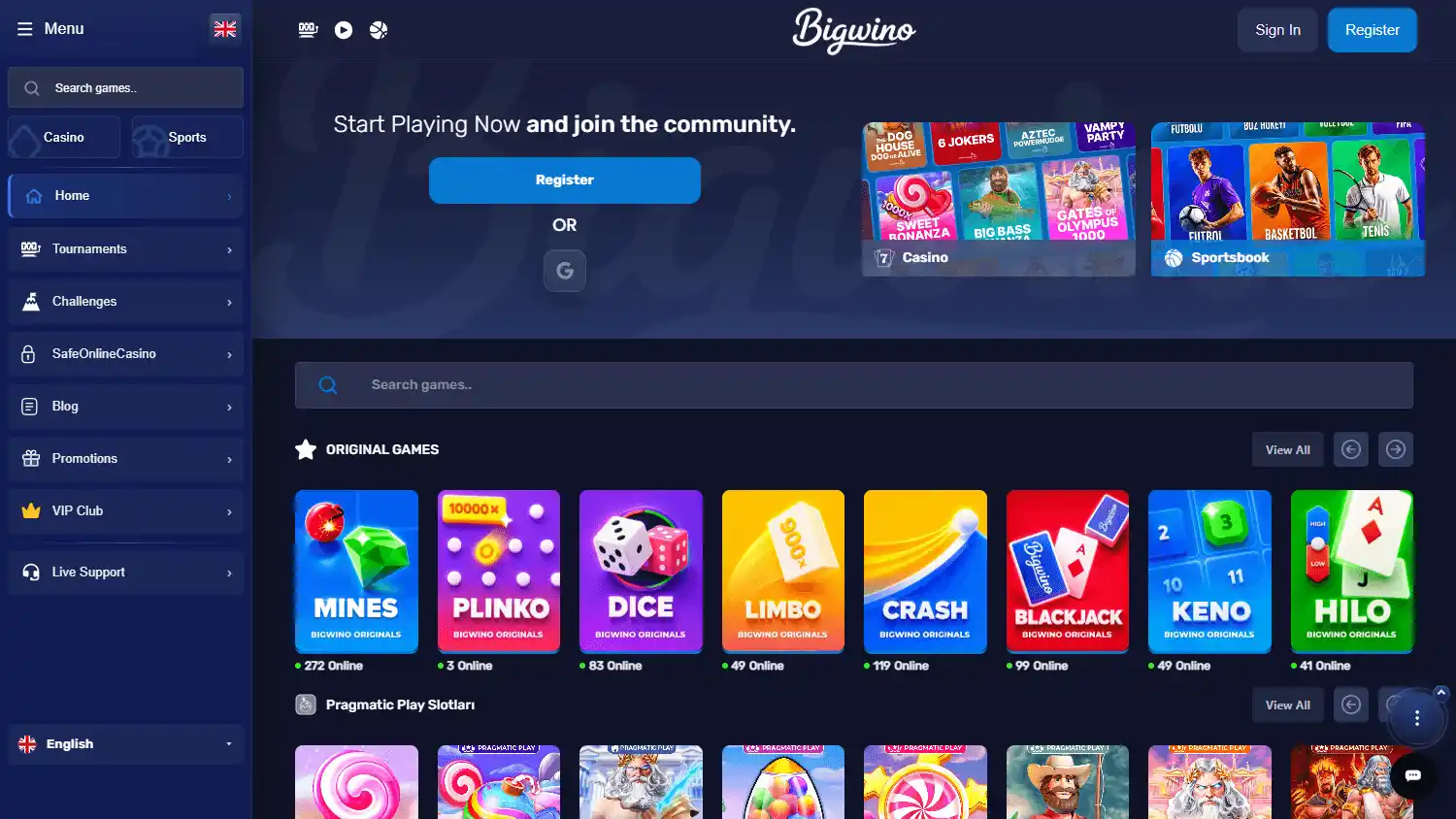 Bigwino Casino screenshot 1