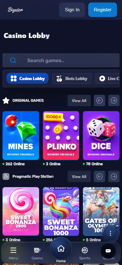 Bigwino Casino screenshot 5