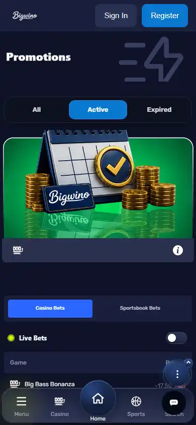Bigwino Casino screenshot 6