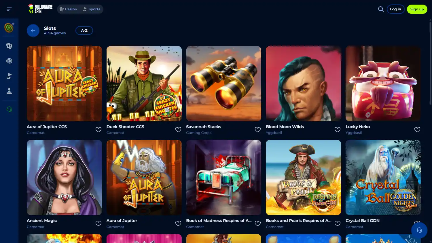 Billionairespin Casino screenshot 2