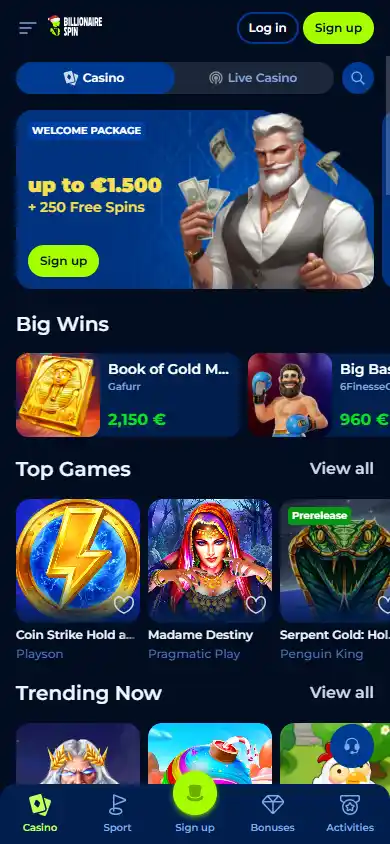 Billionairespin Casino screenshot 4