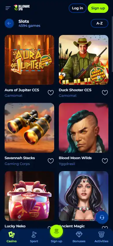 Billionairespin Casino screenshot 5