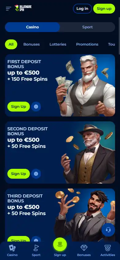 Billionairespin Casino screenshot 6