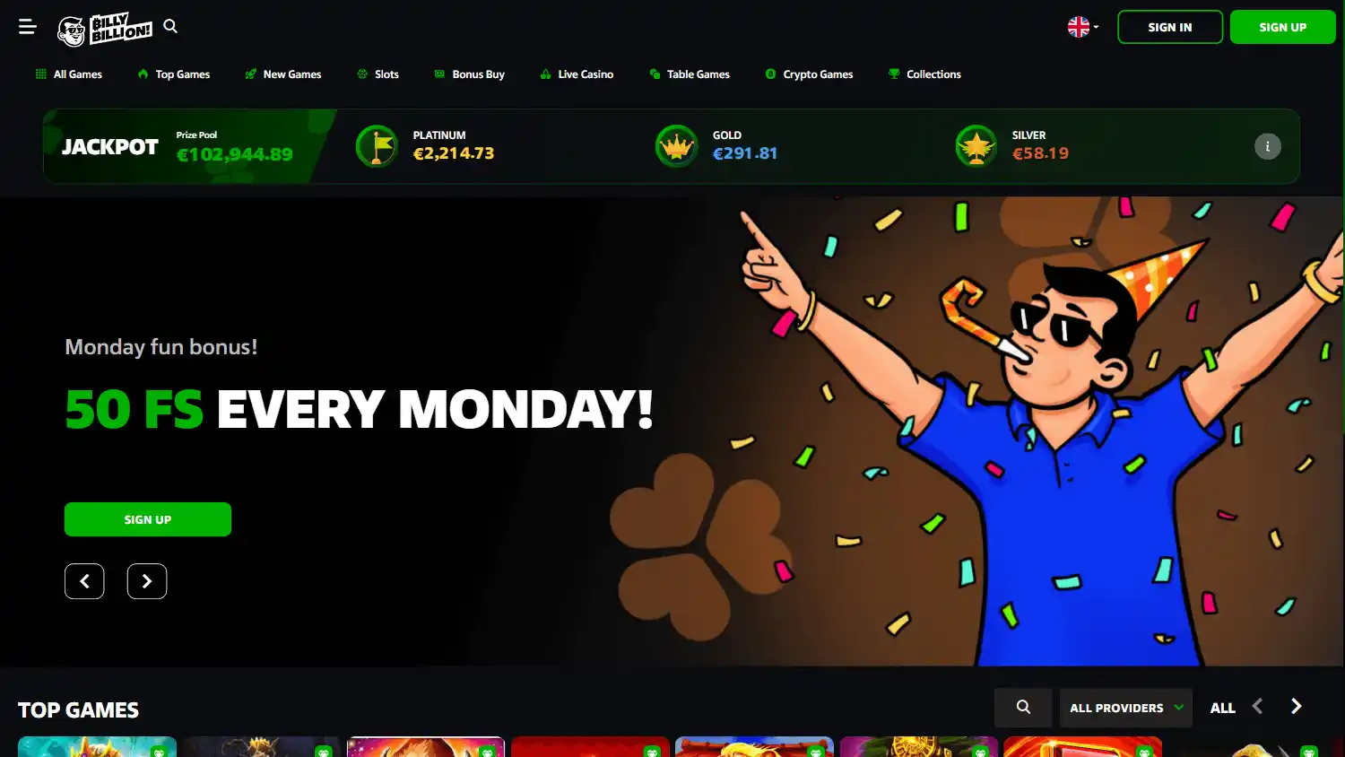 Billy Billion Casino screenshot 1