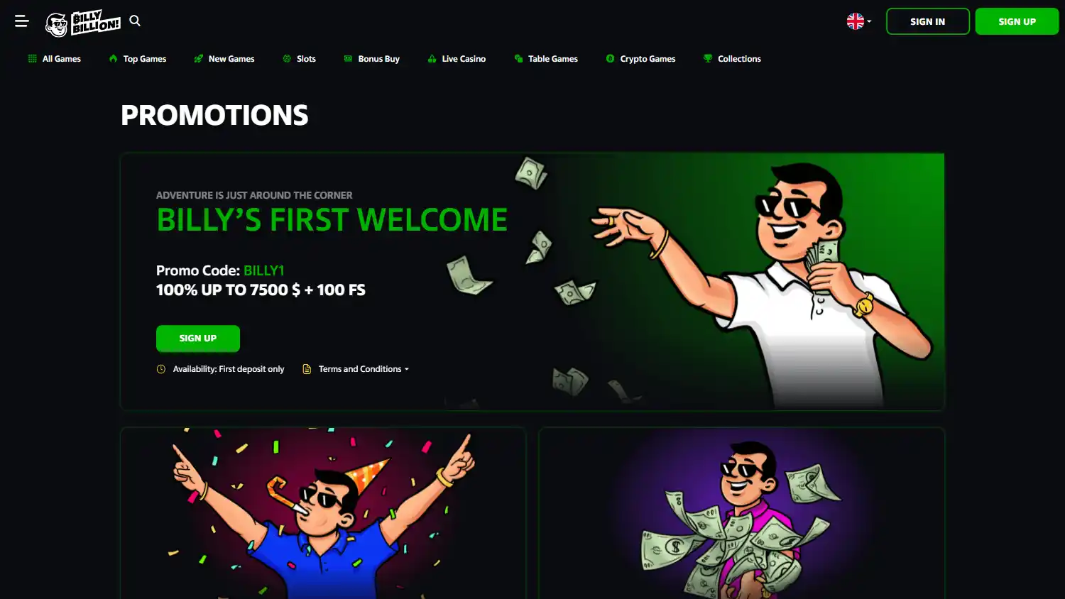 Billy Billion Casino screenshot 3