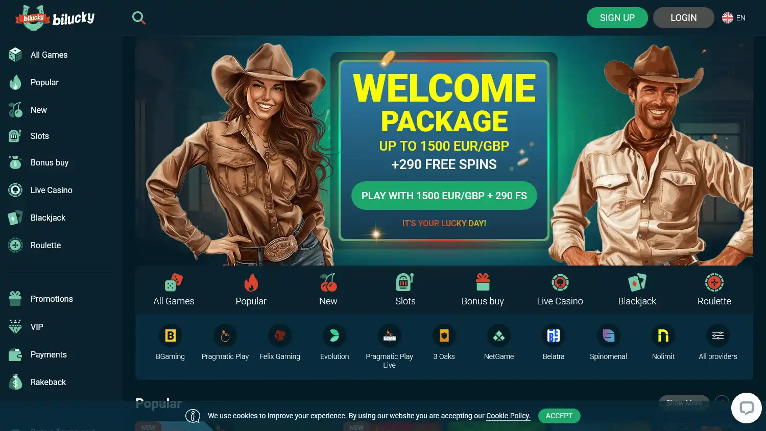 Bilucky Casino screenshot 1