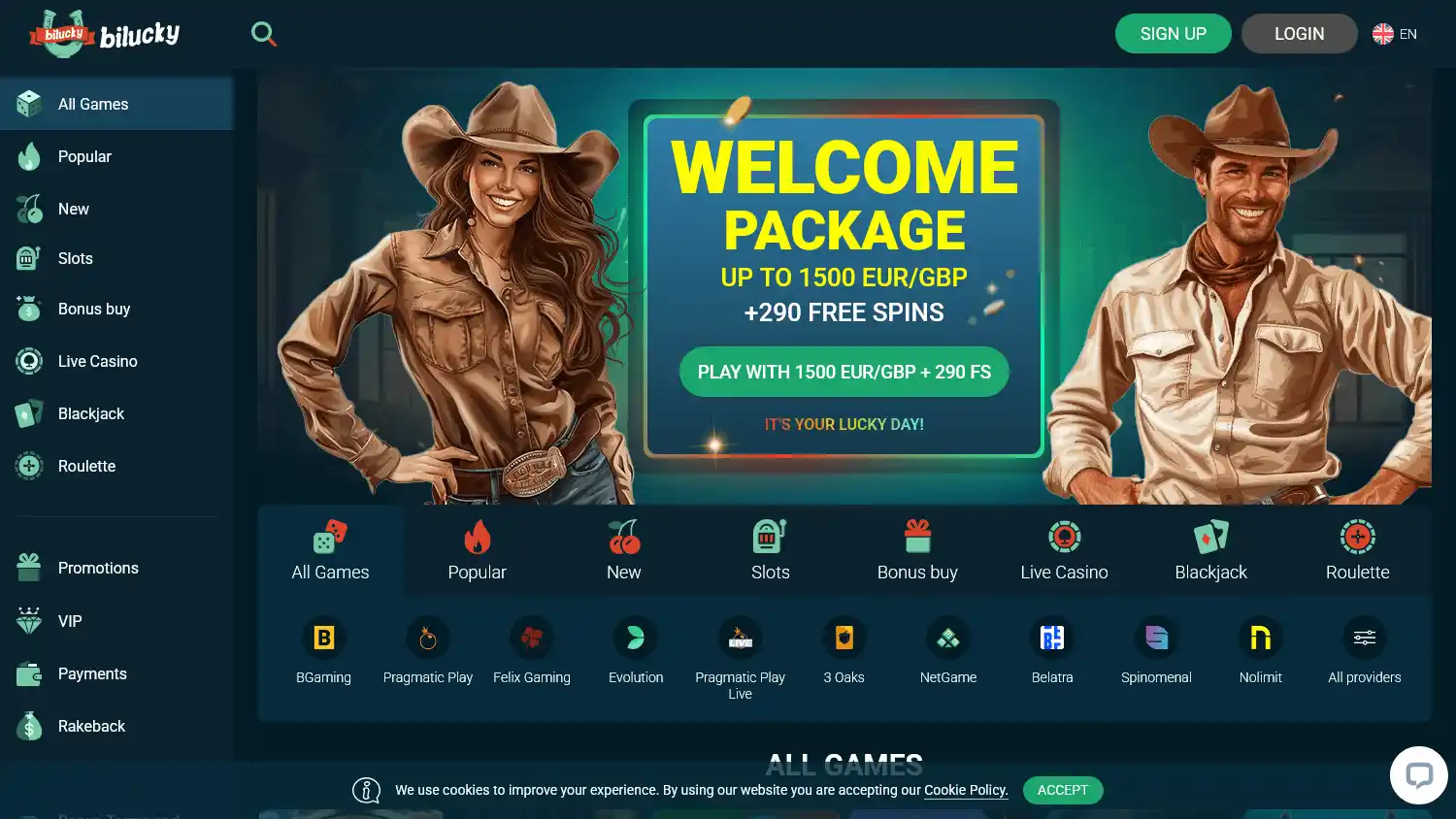 Bilucky Casino screenshot 2