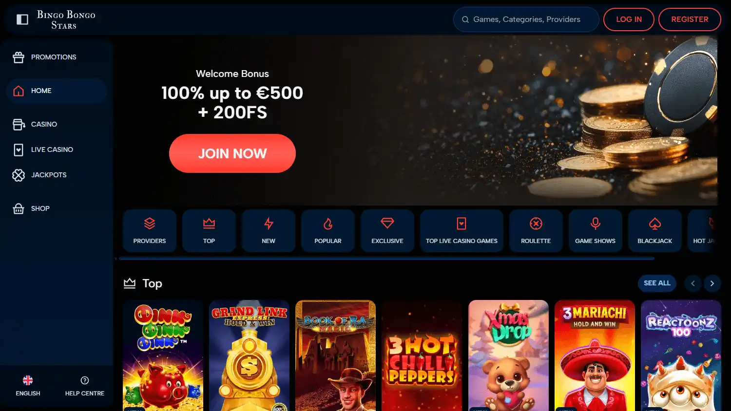 BingoBongoStars Casino screenshot 1