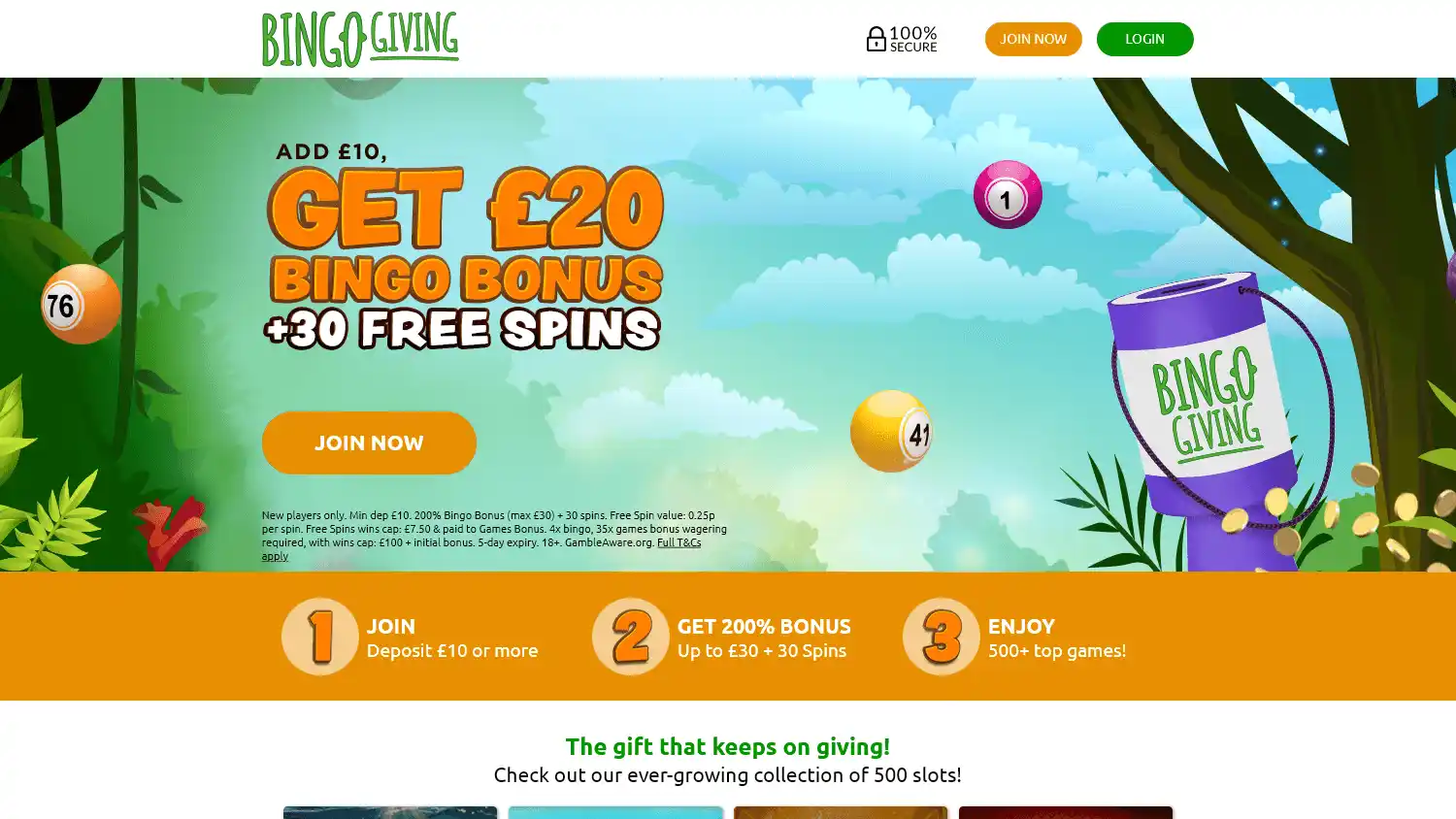 BingoGiving Casino screenshot 1