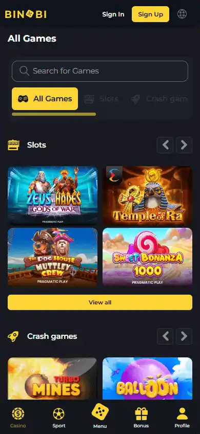 Binobi Casino screenshot 5