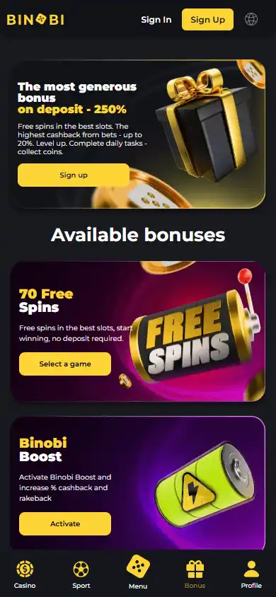 Binobi Casino screenshot 6