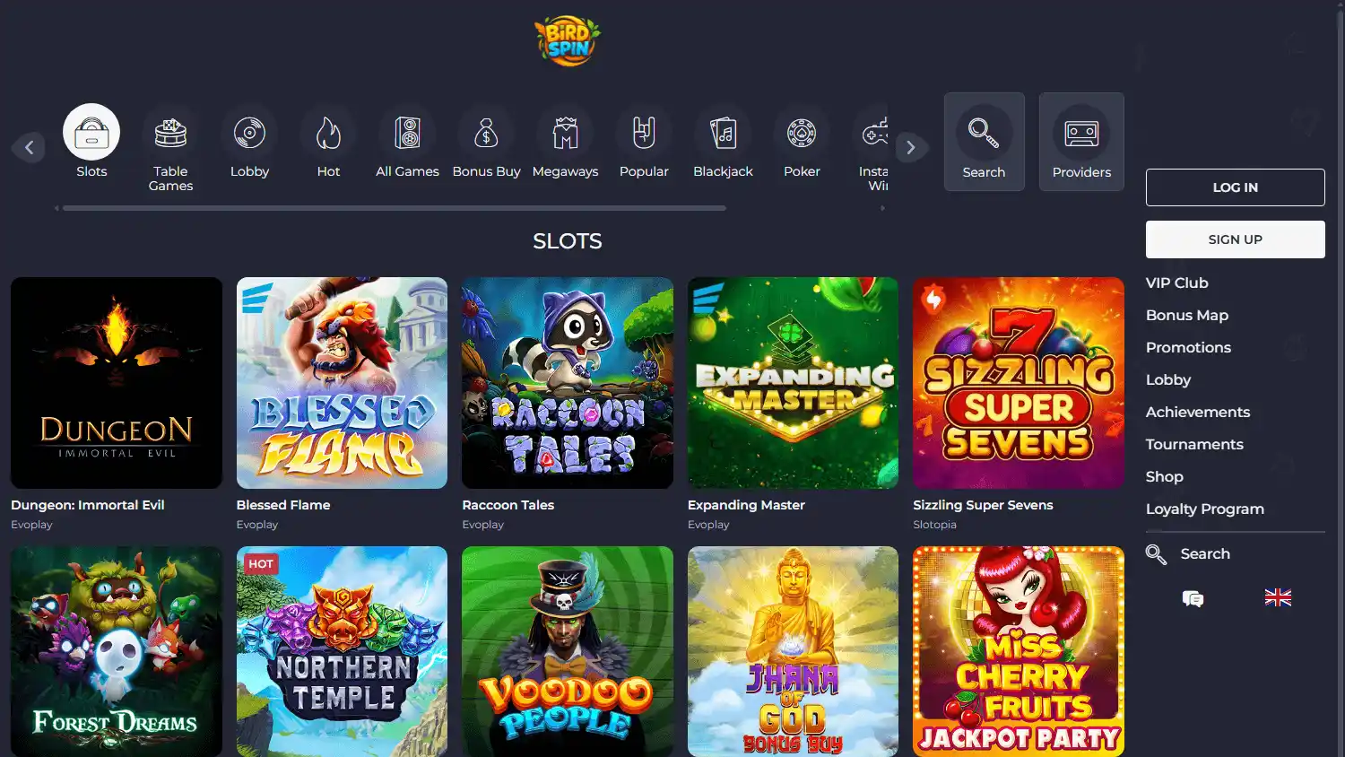 BirdSpin Casino screenshot 2