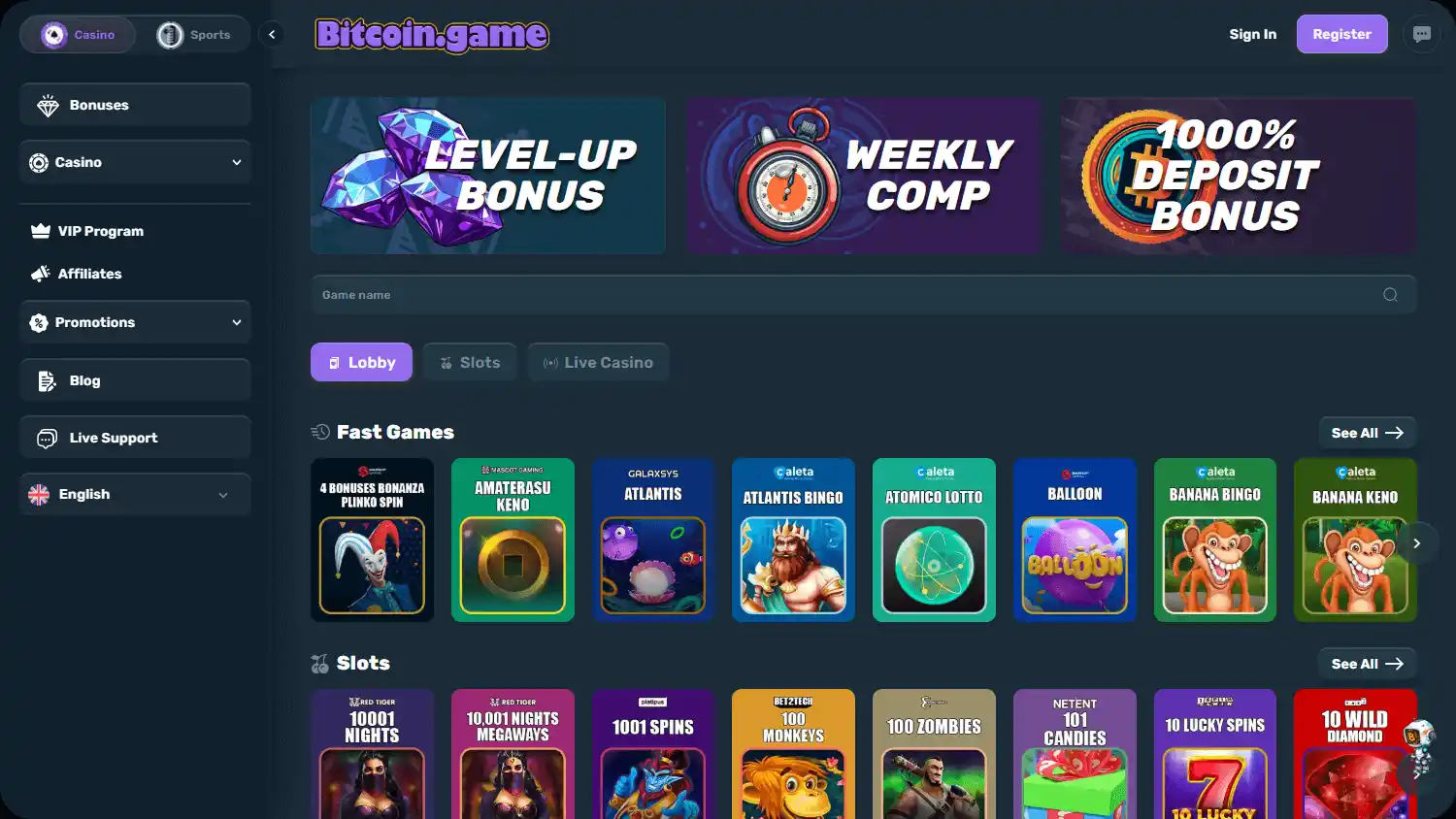 Bitcoin.Game Casino screenshot 2