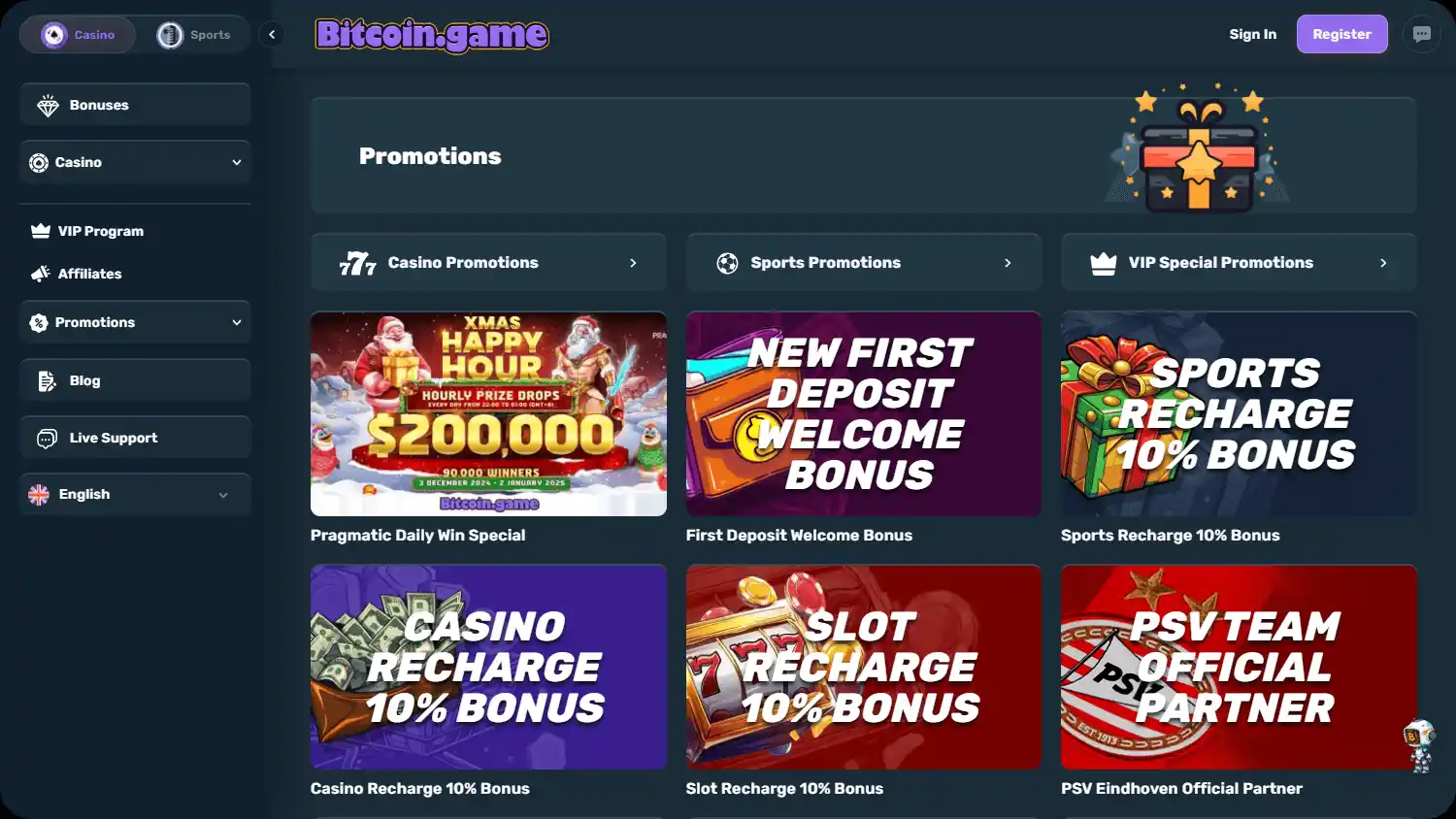 Bitcoin.Game Casino screenshot 3