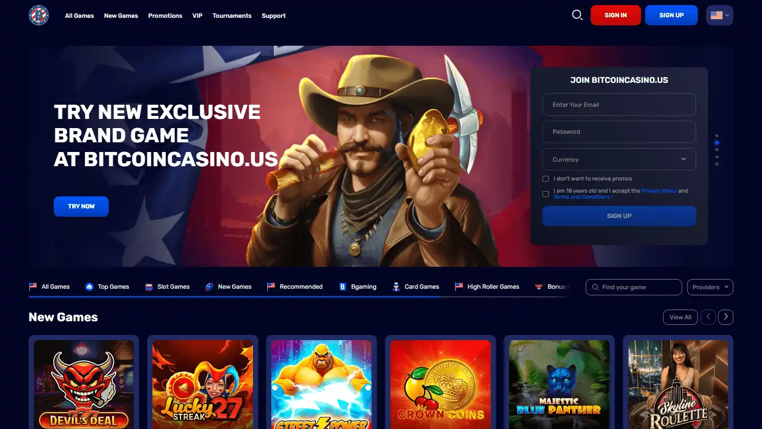 Bitcoincasino.us screenshot 1