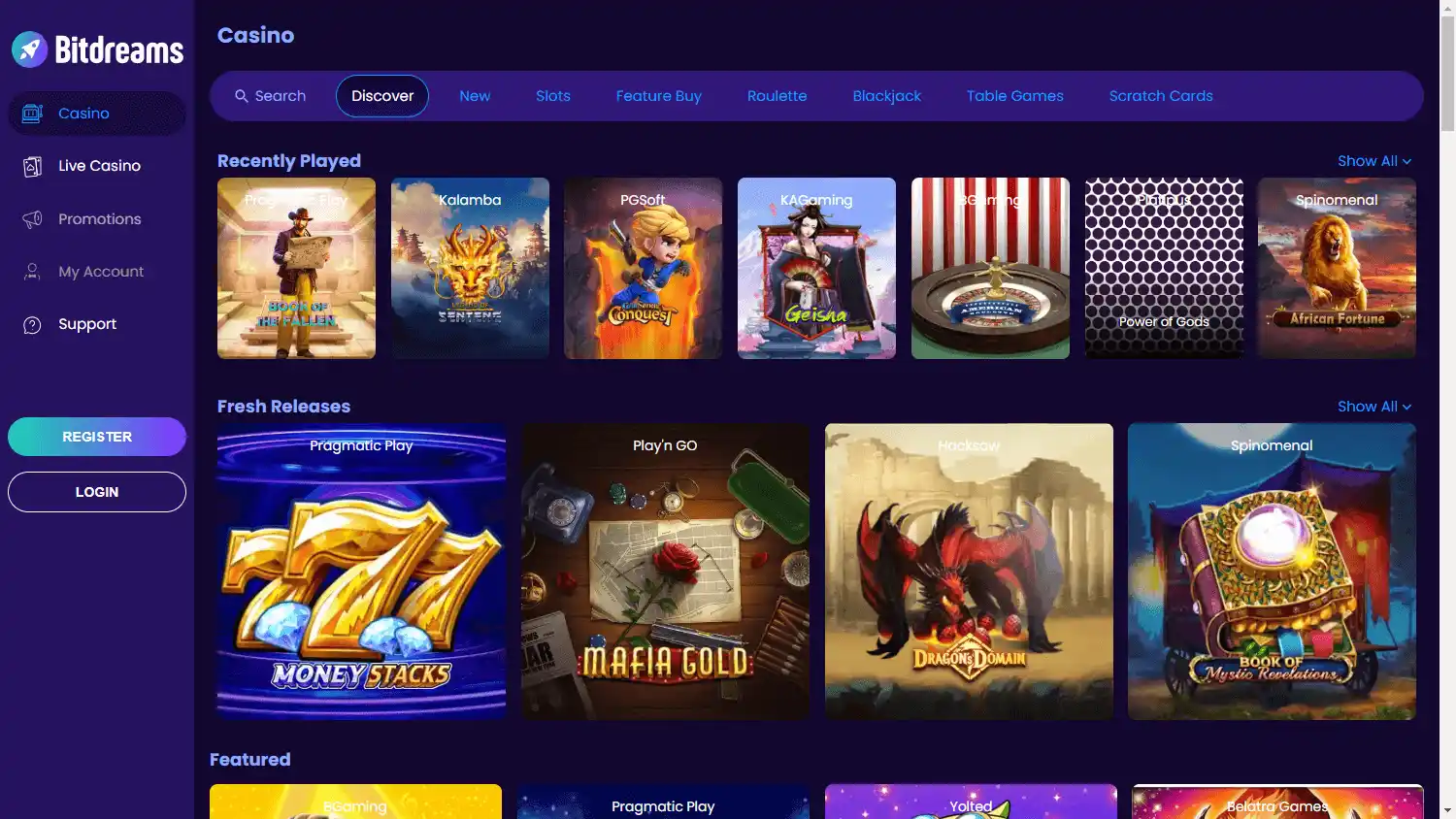 Bitdreams Casino screenshot 2