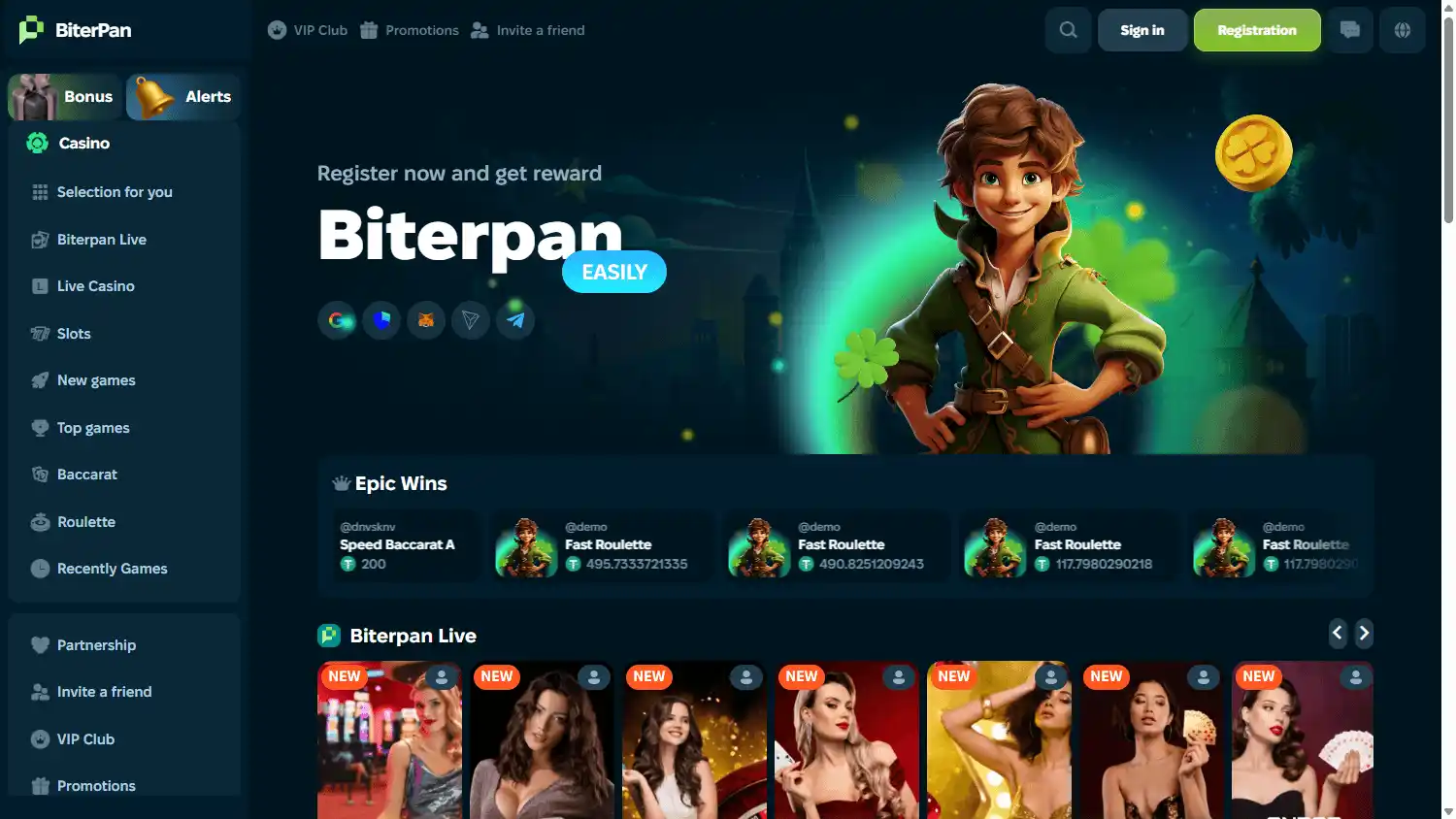 BiterPan Casino screenshot 1