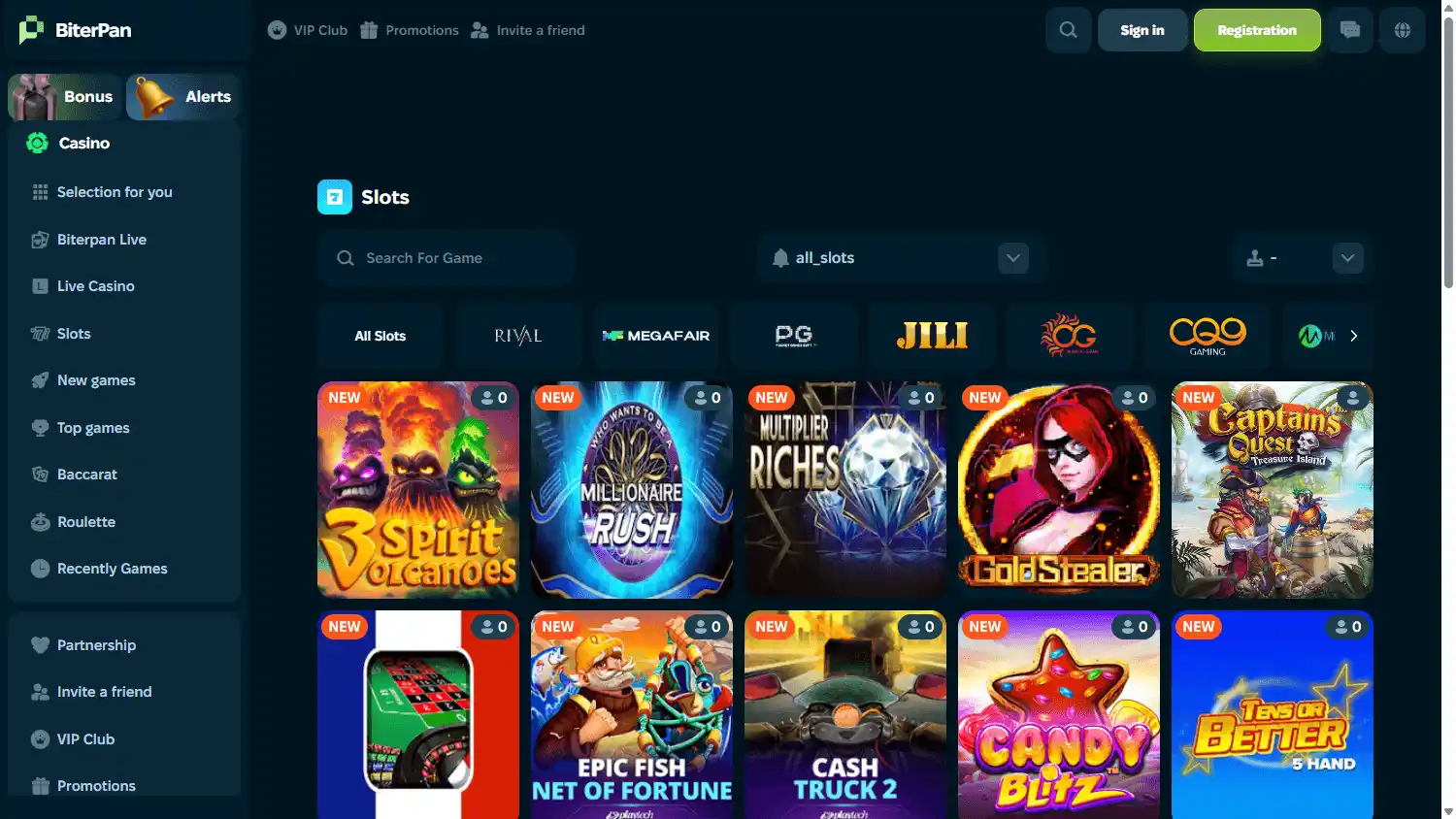 BiterPan Casino screenshot 2