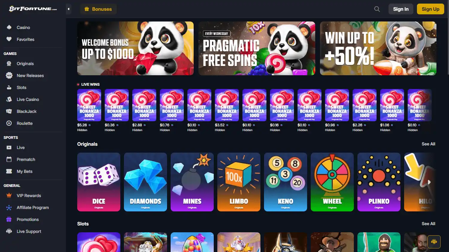 Bitfortune Casino screenshot 1