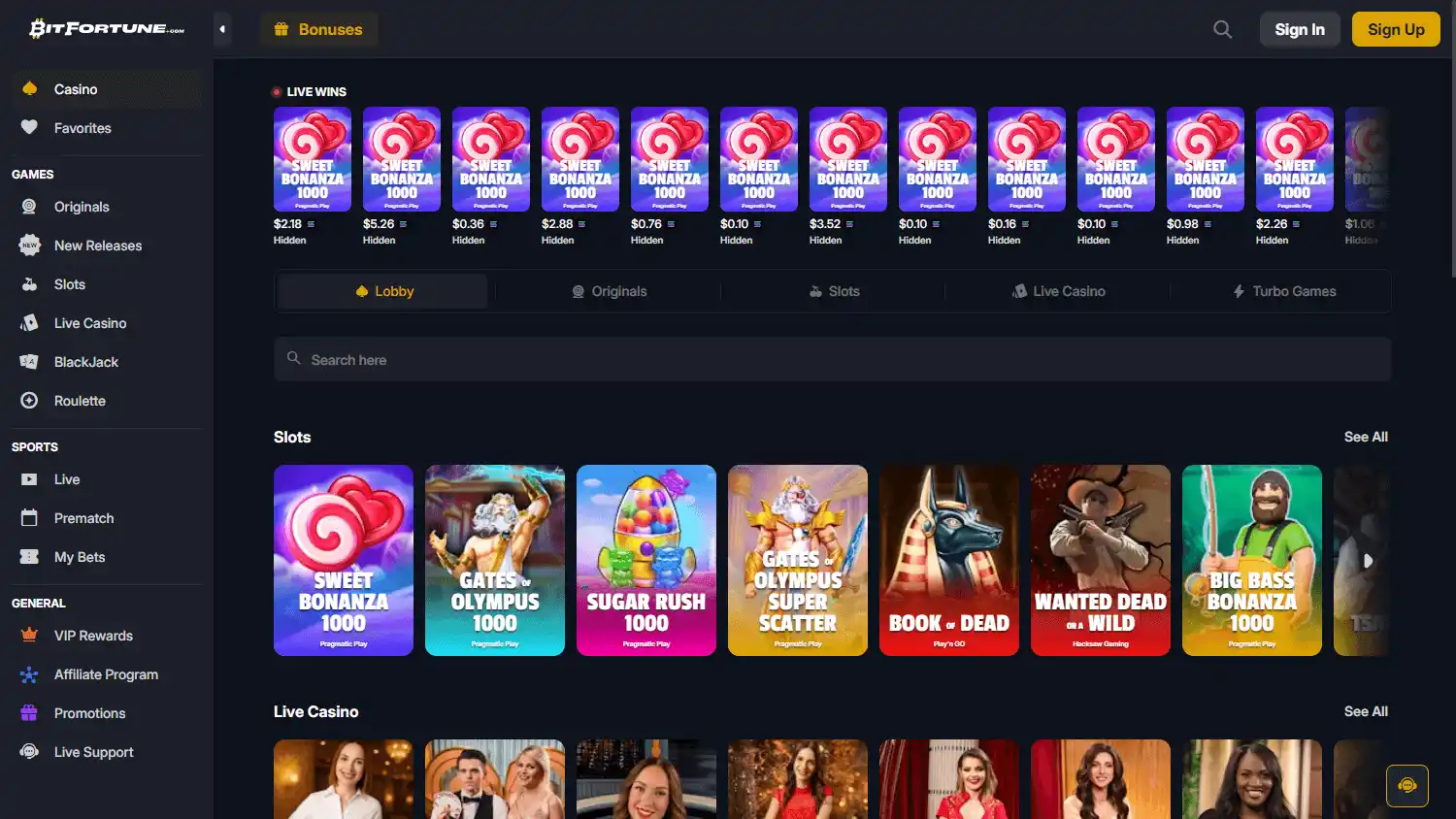 Bitfortune Casino screenshot 2