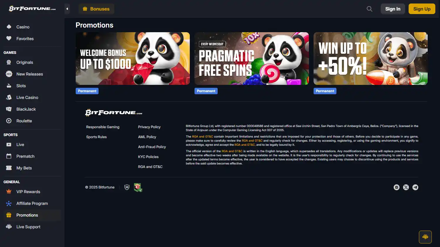 Bitfortune Casino screenshot 3