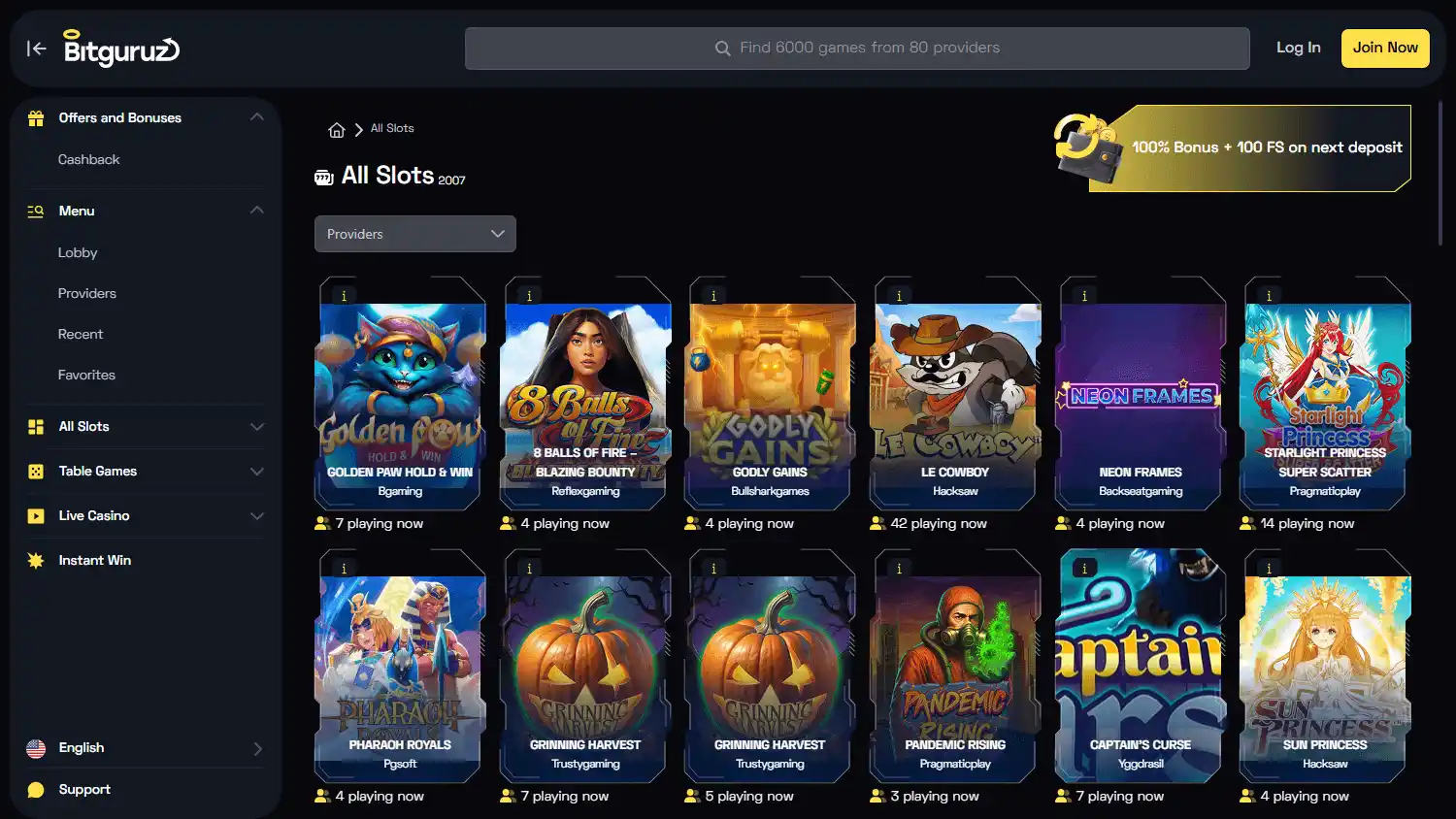 Bitguruz Casino screenshot 2