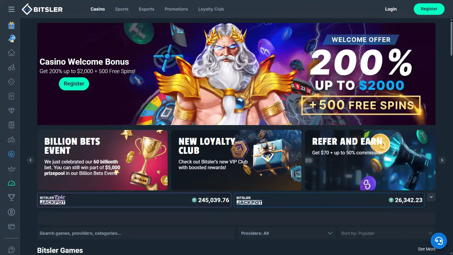 Bitsler Casino screenshot 2