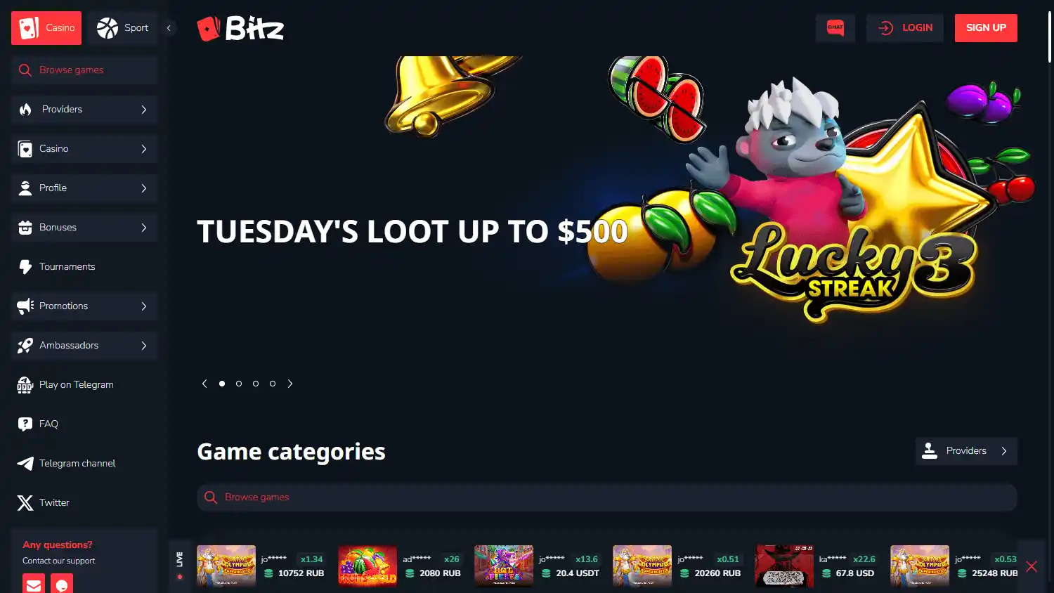 Bitz Casino screenshot 2