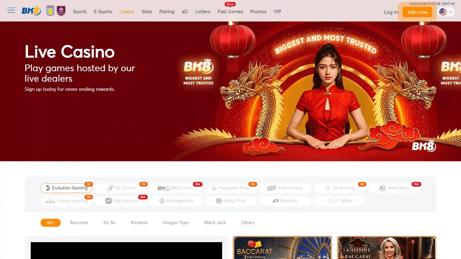 BK8 Casino screenshot 2