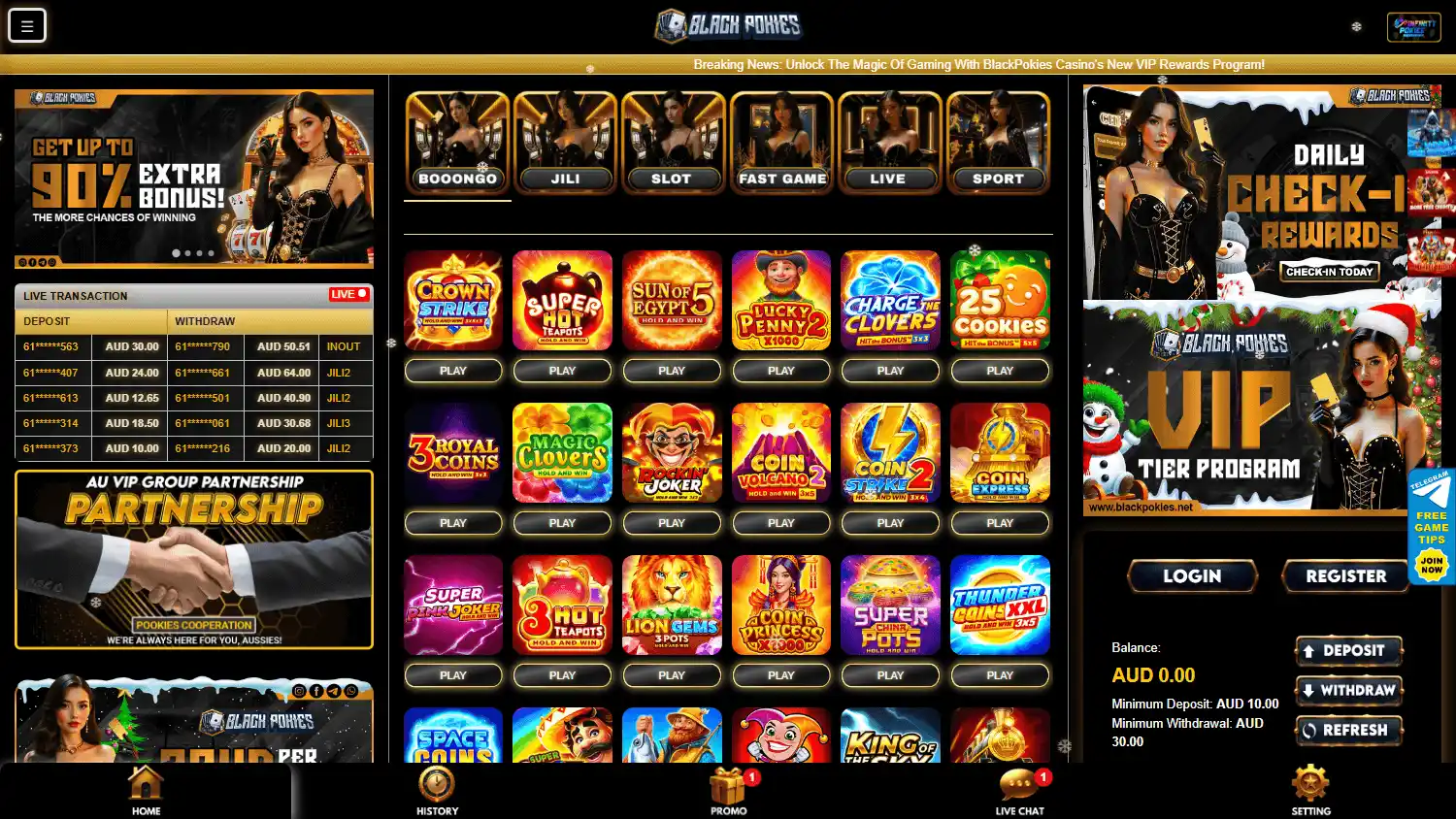 BlackPokies Casino screenshot 1