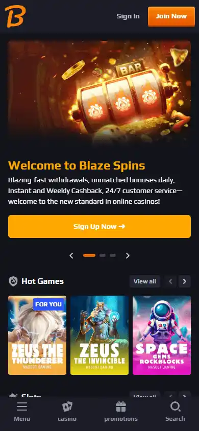 Blaze Spins Casino screenshot 4
