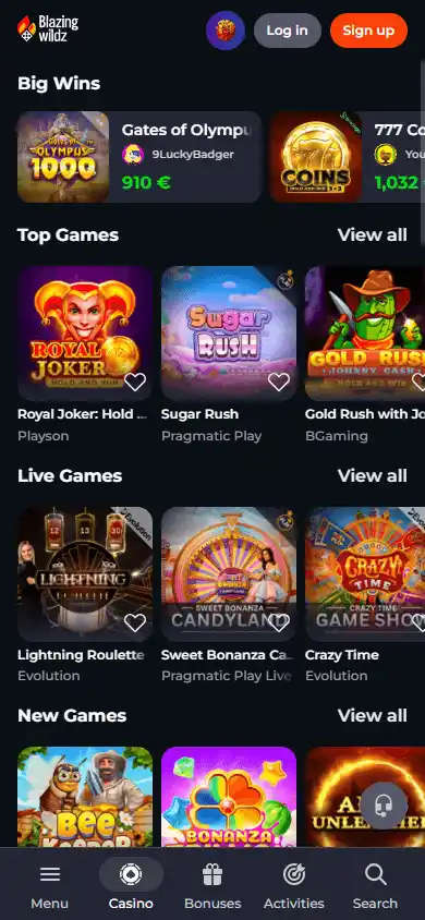 Blazingwildz Casino screenshot 4