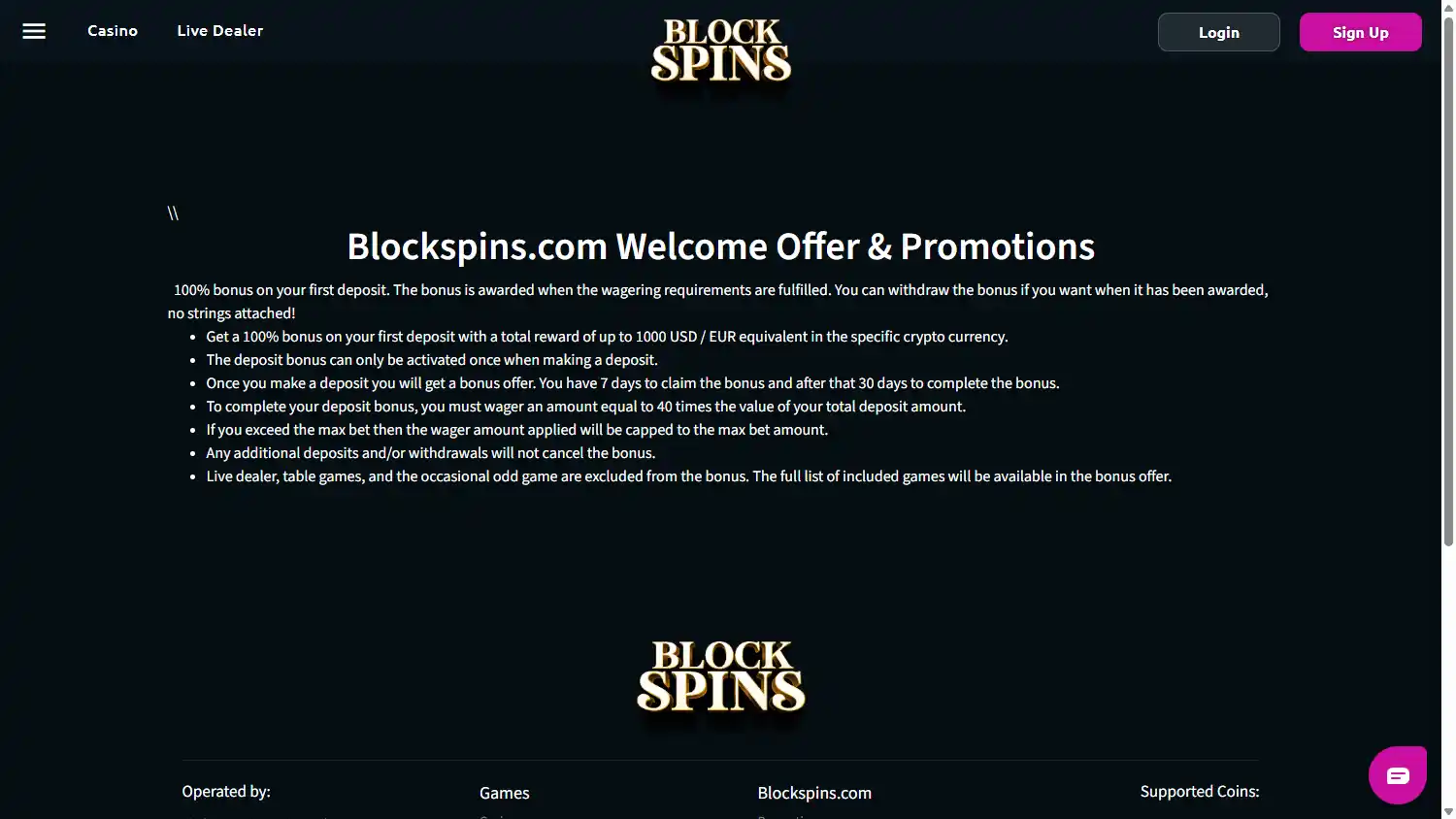 Blockspins Casino screenshot 3