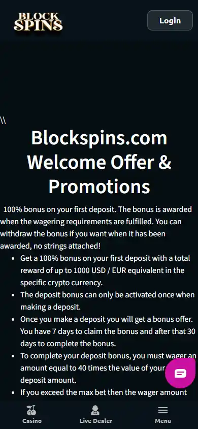 Blockspins Casino screenshot 6