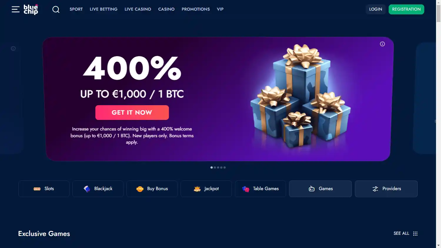 BlueChip Casino screenshot 1