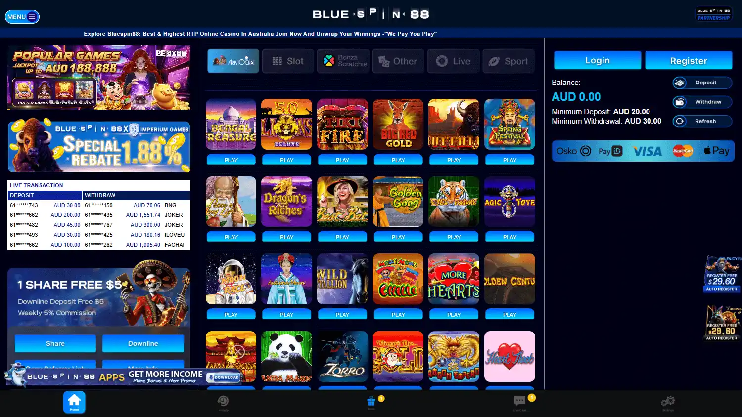 BLUESPIN88 Casino screenshot 1