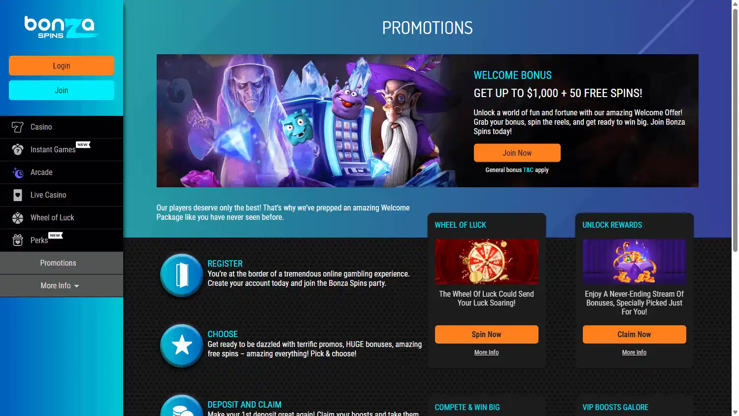 Bonza Spins Casino screenshot 2