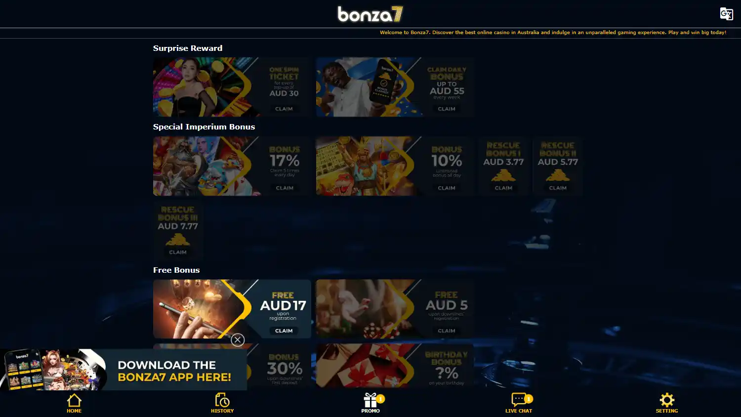 Bonza7 Casino screenshot 2